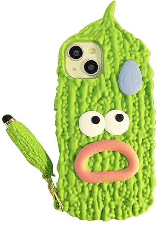 Pretaco Schutzhülle für iPhone 14 Pro, 3D-weiches Silikon, lustig und albern, seltsam, bitterer Kürbis, dumm Gesicht, hässliche Handyhülle, austauschbare Herausforderung, Geschenke mit Freunden