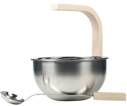 WEITING Seatechlogy Sauna Eimer Mit Kelle | Saunakübel Aus Edelstahl | 4L Aufgusseimer Sauna Zubehör Set | Saunaeimer Set