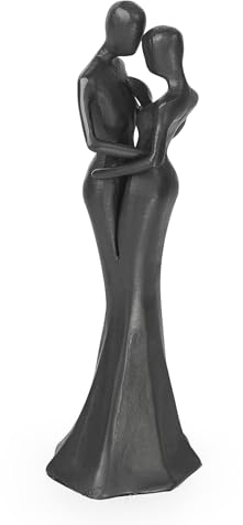 Aoneky Estatua de Pareja Enamorados - Figura de Amor, Escultura Moderna Abstracta de Hierro Fundido, Decoración para Hogar Salón Habitación, Regalo Original para San Valentín Aniversario Boda, Negro