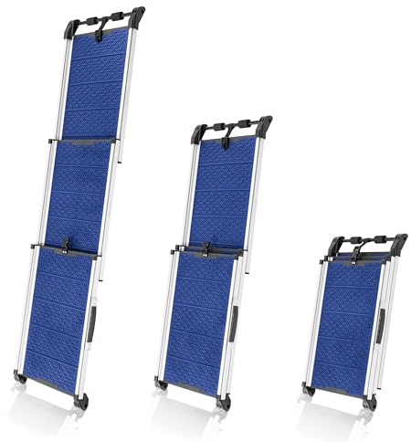 Rampe pour Chien Voiture, SUV - Rampe télescopique Extensible pour Grands Chiens - Stable - Antidérapante - Bordures réfléchissantes pour la sécurité de Nuit - Capacité 90kg - Clip de Fixation Bleu