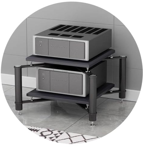 HiFi-Audioschrank, HiFi-Rack, AV-Regal, 1/2 Etagen, MDF-TV-Ständer mit Plattenspieler-Ständer, Drucker, multifunktionaler Heimschrank, Unterhaltungsmedieneinheit (Größe: 70 x 70 x 50 cm (2 Ebenen),