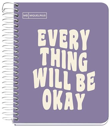 Miquelrius A6 Notizbuch, Notizbuch, 1 Farbband, 100 Blatt 90 g/m², 7 mm quer liniert, ohne Bohren, Hartkarton-Einband, Violett