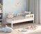 CADANI Finn Kinderbett 80x160 cm-Jugendbett weiß, 23 kg schwer, bis 150 kg belastbar, extra starker Roll-Lattenrost, halboffen