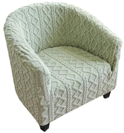 Surwin Sesselbezug Jacquard Sesselschoner, Samt Plaid Sesselüberwurf Chair Schonbezug Sofabezug für Clubsessel Lounge- & Cocktailsessel (Grün,One Size)