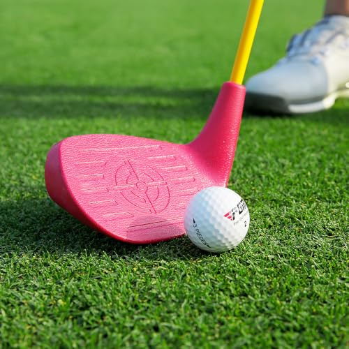 Golfklubbans järn för barn, 7 stora slagytor, golf övningsklubb med plasthuvud och lätt kolskaft undervisning golfjärn (flickor, ålder 3-5)