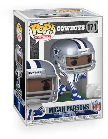 Epic Collectibles Pop Football: Cowboys – Micah Parsons in Rushing Stance Vinyl-Figuren-Set mit kompatiblem Funko-Box-Schutz