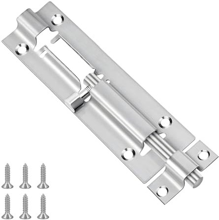 5 Inch Door Lock Bolts, 304 Stainless Steel Door Latch Slide Bolts Thicker and Thickened Lock for Bathroom, Bedroom,Toilet, Shed, Shower, Easy Fit with Screws (5inch)