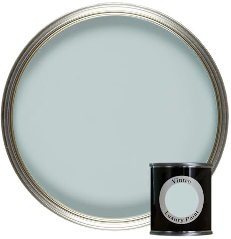 Vintro Paint | Luxury Matt Emulsion | Smooth Chalky Finish | Multi Surface Paint | for Walls, Ceilings, Wood and Metal | 125ml (Blue/Green - Harewood)