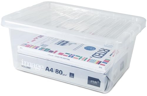 AUFBEWAHRUNGSBOX 18CM 14L DINA4-Format Deckel 40x30x18cm transparent klar