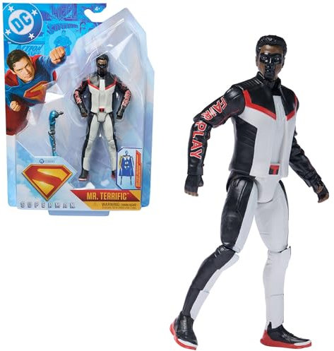 DC Comics, Superman, Mr. Terrific, Figura de acción de 6 Pulgadas, auténtico Estilo de película de Superman, Juguetes para niños y niñas a Partir de 4 años