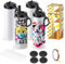 WULAIHO Sublimation Blank Tumbler, 4 Pack, 20oz Sports Wide Mouth Stainless Steel Water Bottle, Vacuum Flask with Portable Handle and Straw for Tumbler Press Machine Sublimation Print