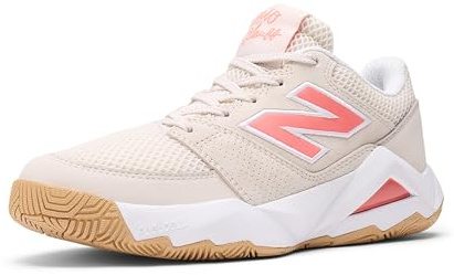 New Balance Women's Coco Delray V2 Hard Court Tennis Shoe, Bisque/Urgent Red, 9 M