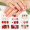 72pcs Noël Faux Ongles Court Nail Ongle Couverture Complète Sapin Flocon de Neige Renne Étoile Rouge Or Paillette en ABS Transfert Pochoir Décoration DIY Accessoire de Manucure pour Femme Fille Fête