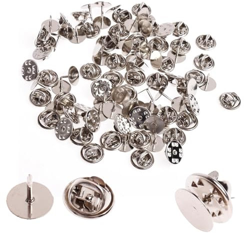 50 Stück Verschlüsse Butterfly Clips Pin, Schmetterling Pin Clutch, Nadeln Pins Set, Badge Pin Anstecker für DIY, Krawatten, Jacken, Hüte, Taschen (Silber)