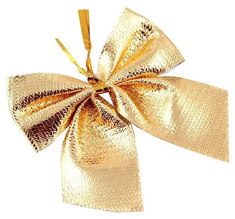 HOLIDYOYO 12-in-1 Weihnachtsbaum-hängedekorationen Goldene Schleifen-Ornamente Weihnachtsbaum-Ornamente Satinband Festliche Weihnachtsdekorationen