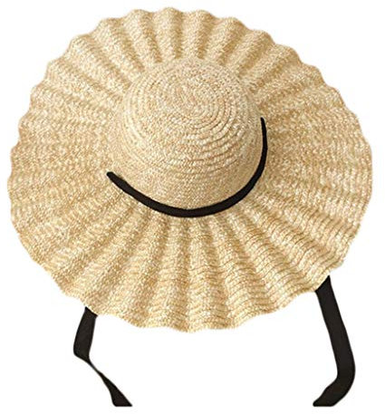 XAGMODSHN Sombrero de paja con patrón de cinta para sol para exteriores, a, 57