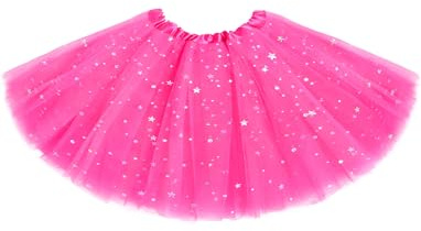 Tutu for Girls Stars Sparkle Princess Ballet Dress Tulle Tutu Skirt for Girls 4-12 Years 3 Layered Pink