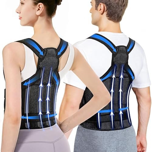 YISAILU Haltungskorrektur Rücken Damen und Herren,Gerader Rücken Geradehalter,Ruckenstrecker,Verstellbare Back Support Corrector - Haltungstrainer Rückengurt für Schulter Nacken - M (31.9-37.4)