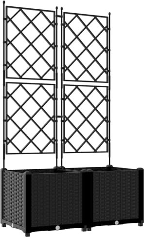vidaXL Jardinière de Jardin avec Treillis 2 pcs Noire 80x40x143 cm