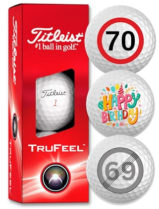 Titleist Trufeel Geburtstag Golfbälle 3er Pack Motiv Happy Birthday Golf Geschenke für Golfer Geschenkidee (70. Happy Birthday)