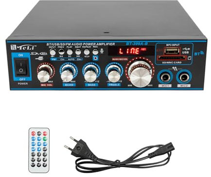 ACROSSPART HiFi Verstärker, Bluetooth Stereo Amplifier VollverstäRker, 2 Kanal Verstärker 30W X 2 Audio Verstärker Receiver, Musikanlage mit Fernbedienung