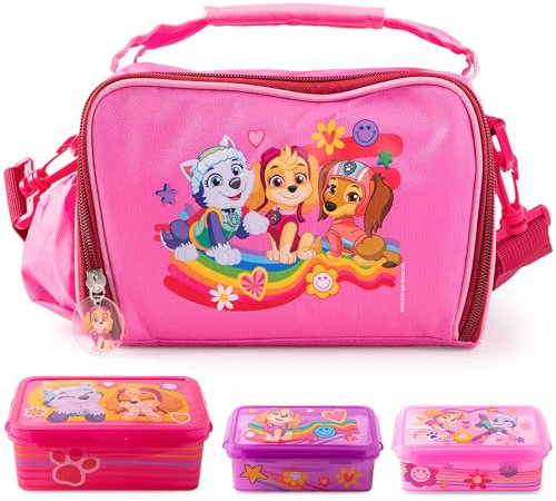 p:os PAW Patrol Kühltasche Klein Kinder 1,7 L - Mini-Kühlbox inkl. 3x Brotdose - Perfekt für Unterwegs, Strand, Kindergarten oder Schule, Pink