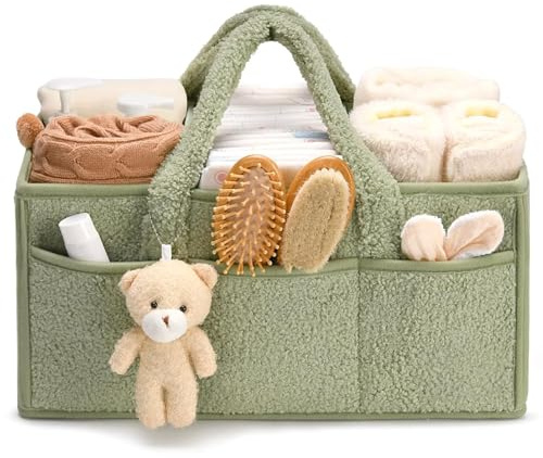 Flanliy Panier Rangement BéBé, Portable Panier De Rangement Bebe, Langer Feutre Bebe, Compartiment Amovible, Parfait Pour Les Essentiels Du Nouveau-Né, Le Changement Des Couches (A)