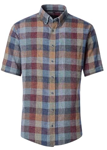 CASAMODA Leinenhemd Kurzarm kariert Casual Fit Short