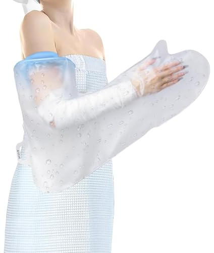 YUNCHI Waterproof Full Arm Cast Cover for Shower Extra Wide for Adult, Soft Comfortable Reusable Cast Protector Bag for Showering Bandage Wound After Surgery (Extra Wide Adult Full Arm)