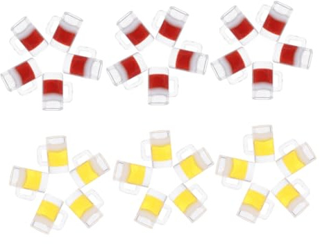 Milisten 30pcs Mini Dollhouse Beer Mugs Resin Cocktail Glasses with Yellow and Brown Miniature Drinkware for DIY Crafts Cake Toppers Dollhouse Bar and Kitchen Decor