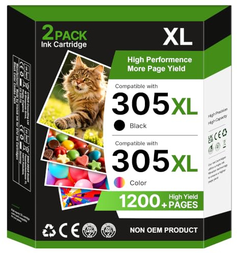 Tinta 305XL Negro y Color Cartucho de Tinta para Tinta Impresora HP 305 para HP DeskJet 2820e 2700 2720e 4220e 2800 2721 2821e 2822e 2722 2710 4222e 4120e Envy 6020e 6020 6030e 6432e(1 Negro, 1 Color)