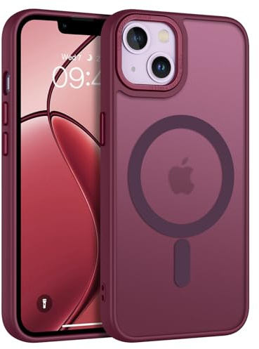 BENTOBEN für iPhone 13 iPhone 14 Hülle, Handyhülle iPhone 14 [Kompatibel mit Mag-Safe] Durchscheinende Matte Magnetische Anti-Fingerabdruck Stoßfeste Handyhülle Schutzhülle Case, Dunkel Rot