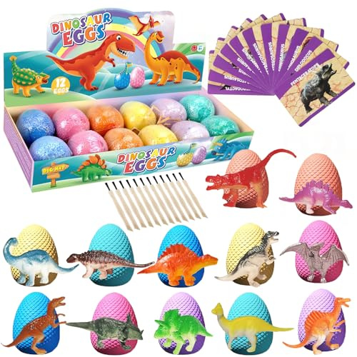 Waldspring Dinosaurier Spielzeug, 12 Stück Dino Eier zum Ausgraben, Ausgrabungsset für Kinder, Archäologie-Geschenke, für Jungen und Mädchen