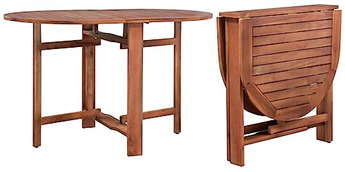 QZZCED Ovaler Gartentisch aus massivem Akazienholz, 120 x 70 x 74 cm, wetterfest und sehr langlebig, mit Öl-Finish, Klapptisch für den Außenbereich, einfach