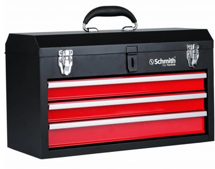 Schmith - Werkzeugkoffer Leer - Werkzeugkiste Metall - Werkzeugschrank mit Schubladen (3 Stück) - für Werkstatt und Garage, Kugellagerführungen, 50 kg Tragfähigkeit, 2 Schlösser