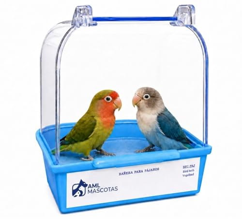 AML Mascotas - Bañera para Pájaros, Accesorio de Jaula para Periquitos, Canarios y Agapornis, 13,5 cm x 13 cm x 13 cm