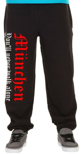 München Never Walk Alone Jogginghose | Fussball | Basketball | Bayern | Trikot | Ultras | Männer | Herren | Fanshirt (XXL)