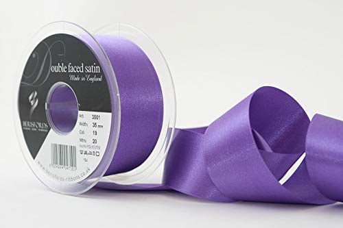 Berisfords Double Satin Ribbon, Purple, 35 mm