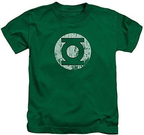 Juvenil: Linterna Verde - Linterna Distressed Logo Camiseta para Ni?os Talla 7