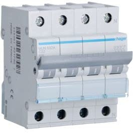 Hager MUN632A Interruptor Automático Magnetotérmico Serie MU, 3P+N, 32A, curva C, 6KA