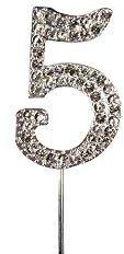 Cake Star Diamante Silver Cake Number, Sparkling Numbers 0-9 on Strong Metal Wire, Baking Decorations for Celebrating a Birthday or Anniversary, Better than Candles - Clear 5