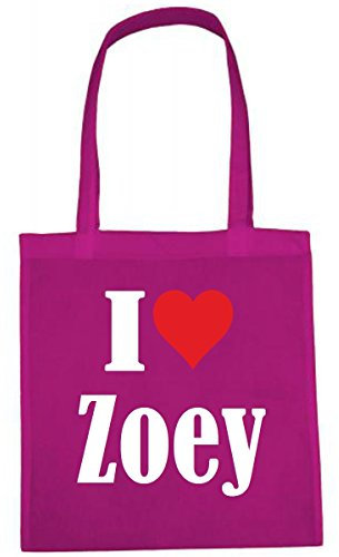 Reifen-Markt Tasche I Love Zoey Größe 38x42 Farbe Pink Druck Weiss