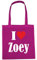 Reifen-Markt Tasche I Love Zoey Größe 38x42 Farbe Pink Druck Weiss