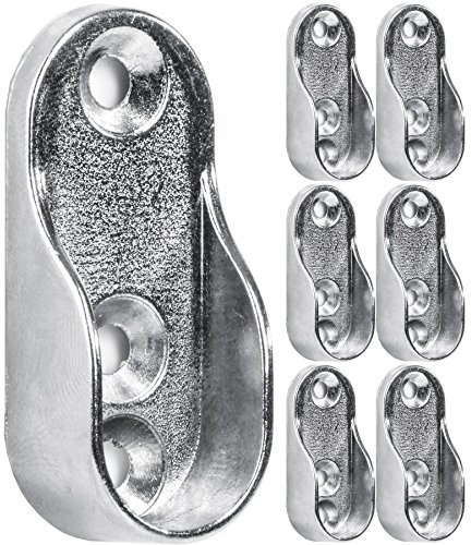 6X Oval Chrome Wardrobe Sockets |15mm Rod/Rail End Supports