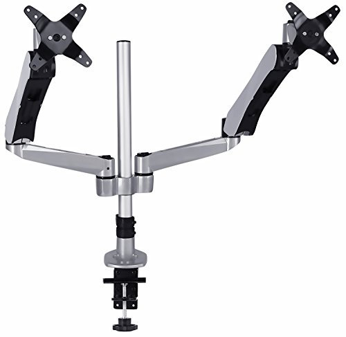 mountit. Supporto da tavolo per monitor doppio braccio, braccio molla a gas regolabile in altezza, per 17 – 68,6 cm LCD, LED monitor per computer (13, 15, 17, 19, 20, 22, 23, 24, 26, 27), VESA 75,