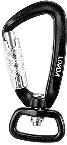 Lixada Swivel Carabiner Clip 360° Rotatable Locking Carabiner Small Auto Climbing Carabiner for Hammock Hanging, Pet Leash, Key, Water Bottle (Black-D-ring)