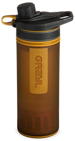 GRAYL GeoPress 24 oz Wasserfilterflasche – Filter für Wandern, Camping, Survival, Reisen (Coyote Amber)