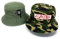 Outfitfabrik ♥ Anglerhut/Bucket Hat/Fischerhut zum Wenden Peoplehater, 3D Stick in weiß/rot, Hut in Camouflage/Oliv, einseitig unbestickt, One Size (Provokation, Statement)