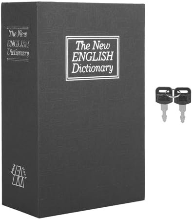 DEWIN Caja Seguridad Libro, Caja de Seguridad de Diccionario de Inglés Negro Caja de Almacenamiento de Colección de Joyas de Dinero con 2 Teclas