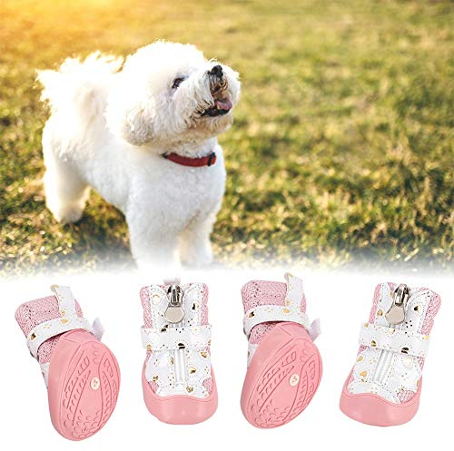 Zerodis Haustier Hund Schuhe, 4Pcs Puppy Atmungsaktive rutschfeste Mesh Wanderschuhe Pfotenschutz für Kleine Hunde Katzen(3#)